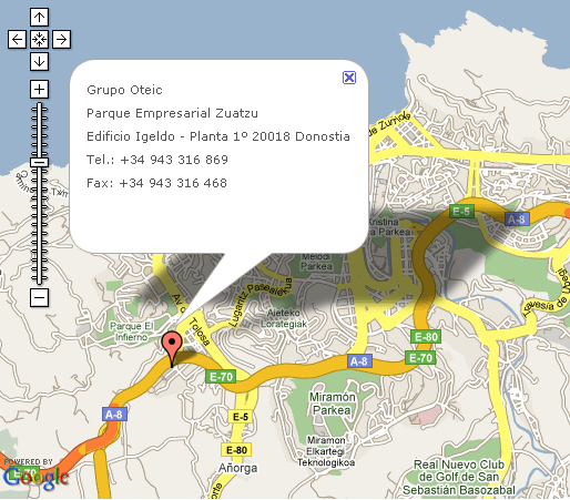 Mapa de ubicación, Parque Empresarial Zuatzu
Edificio Igeldo - Planta 1º - 20018 Donostia. Salida Ondarreta desde la A8 dirección Parque Empresarial Zuatzu, Edificio Igeldo.